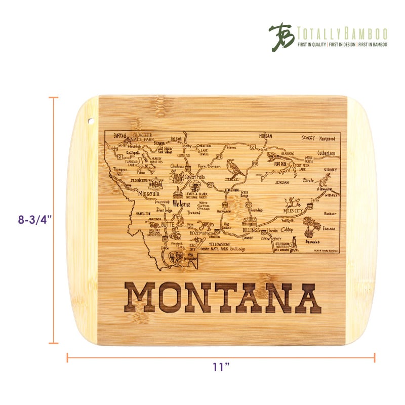 Totally Bamboo A Slice of Life Montana State Serving and Cutting Board  11"" x 8.75"" - Image 5